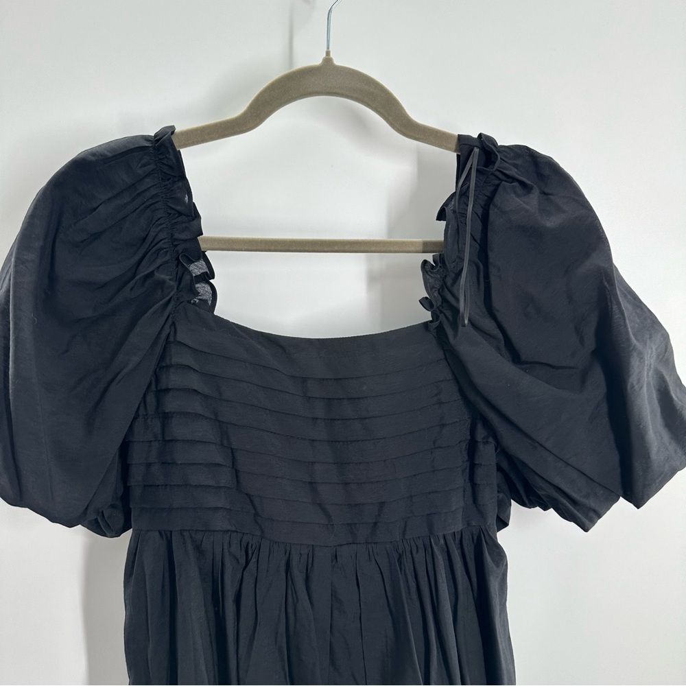 NWT Moon River Ruffle Square Neck Puff Sleeve Tie Back Cut-Out Mini Dress - Picture 3 of 11